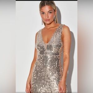 Sequin Your Heart Champagne Sequin Sleeveless Mermaid Maxi Dress